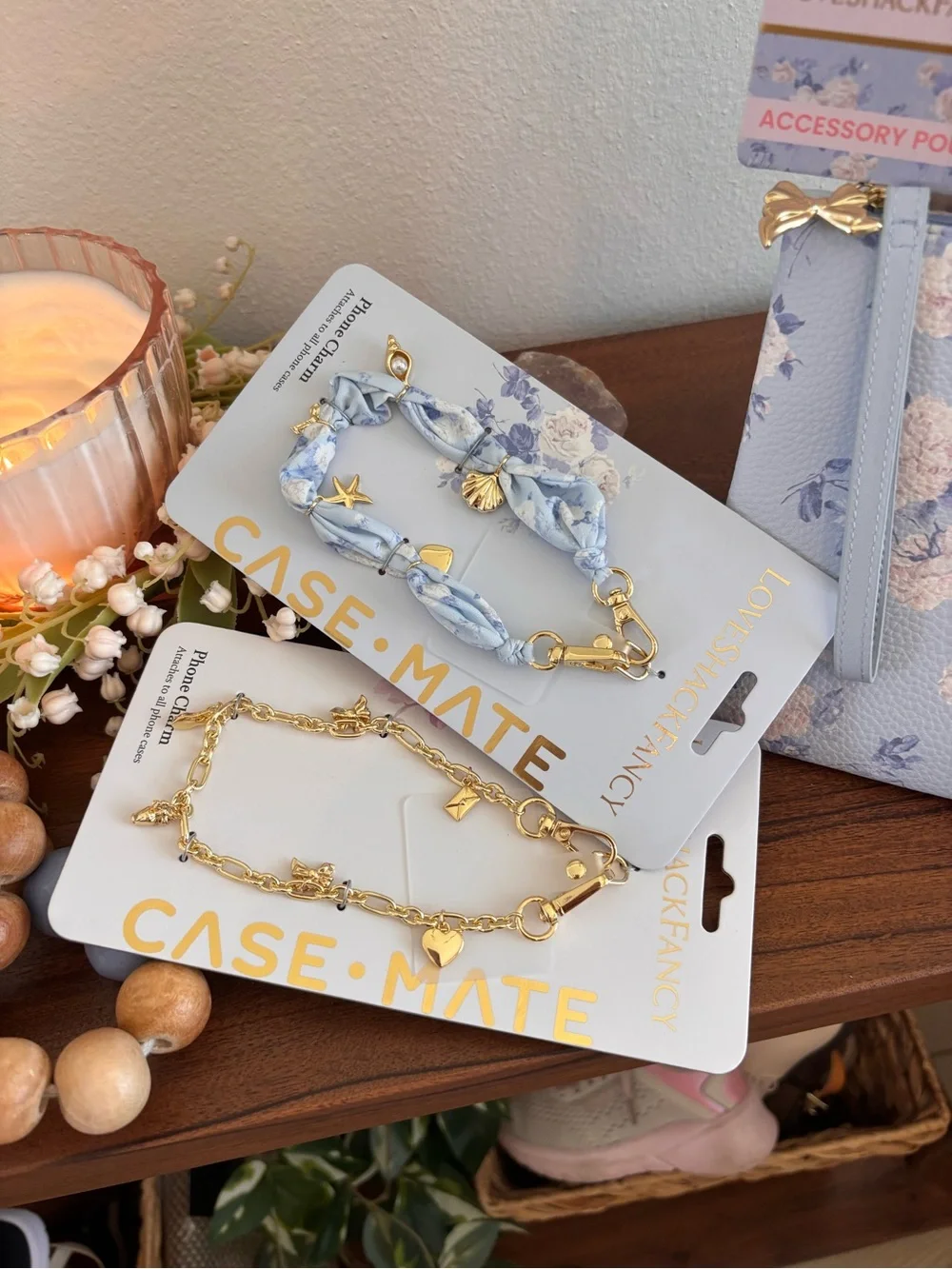 LoveShackFancy Lavender Floral Accessory Pouch and phone clips